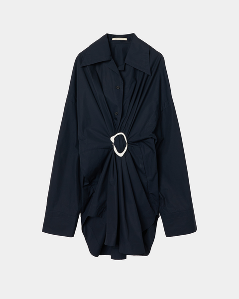 MARIALUISA - COTTON GATHERED SHIRT WITH BUCKLE