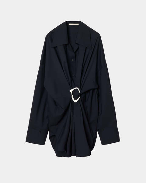MARIALUISA - WOOL GATHERED SHIRT WITH BUCKLE