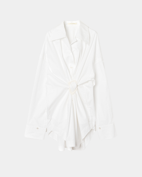 MARIALUISA - COTTON GATHERED SHIRT WITH BUCKLE