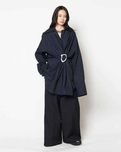 MARIALUISA - COTTON GATHERED SHIRT WITH BUCKLE