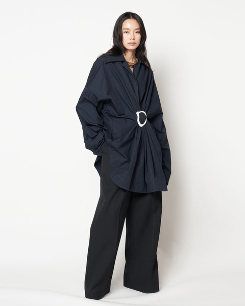 MARIALUISA - COTTON GATHERED SHIRT WITH BUCKLE