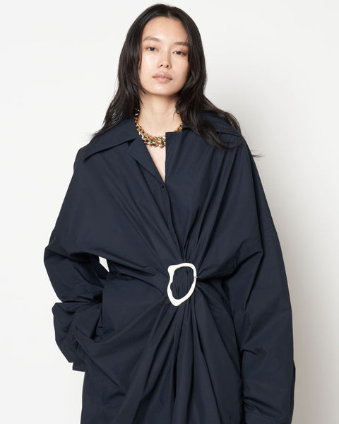 MARIALUISA - COTTON GATHERED SHIRT WITH BUCKLE