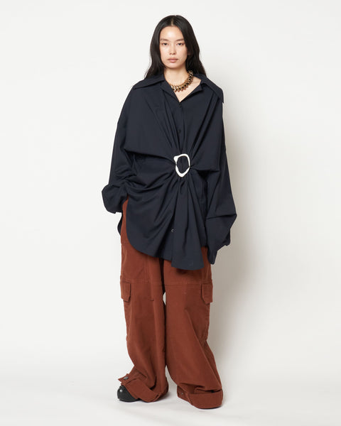 MARIALUISA - WOOL GATHERED SHIRT WITH BUCKLE