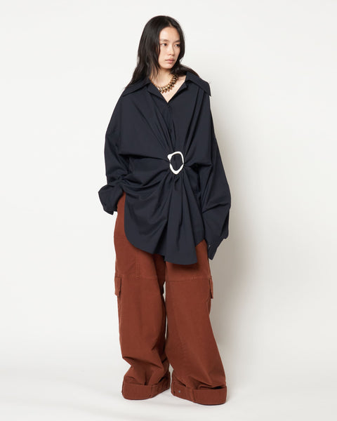 MARIALUISA - WOOL GATHERED SHIRT WITH BUCKLE