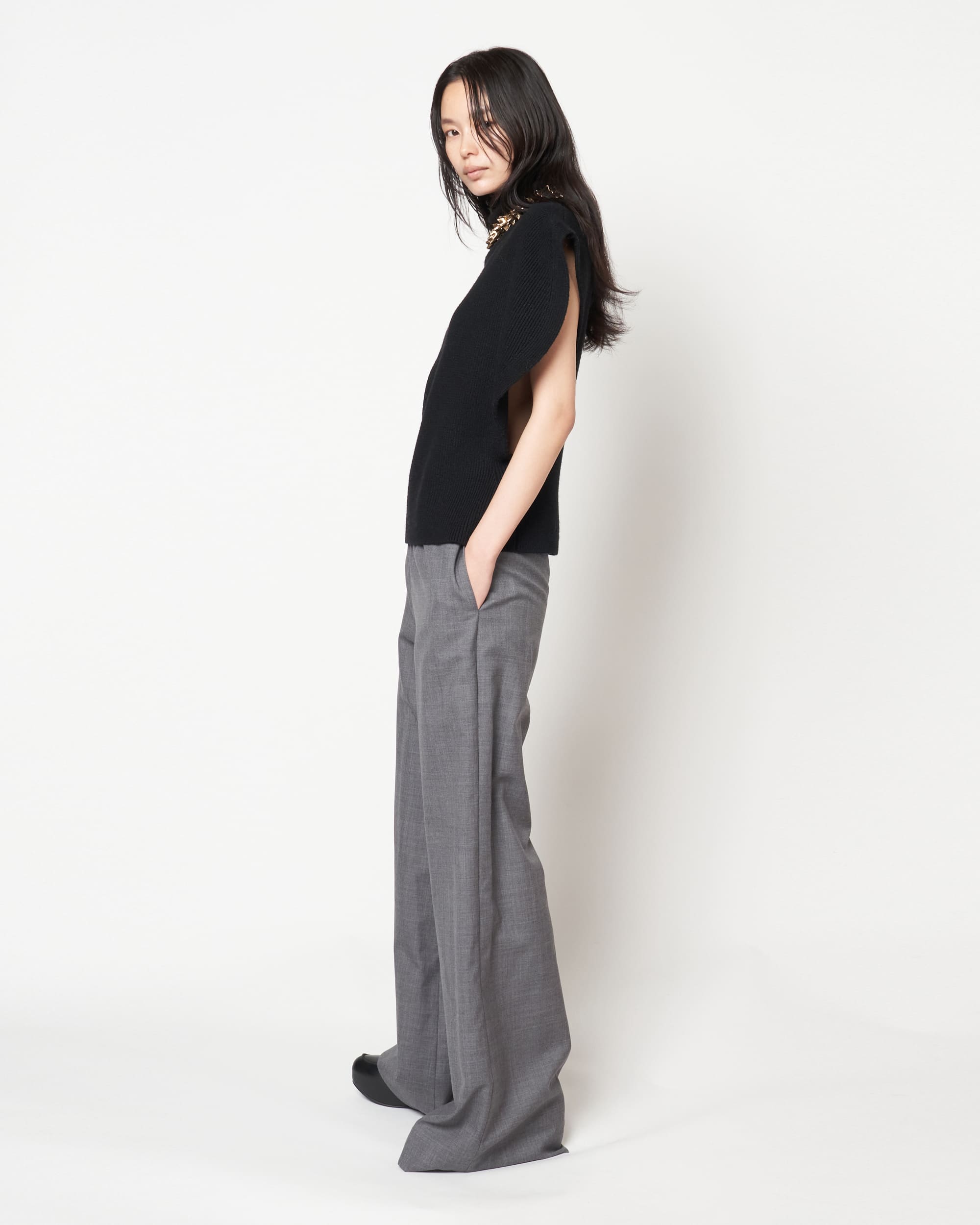 KRISTA - WOOL ELASTIC WAIST PANTS – HARUNOBUMURATA