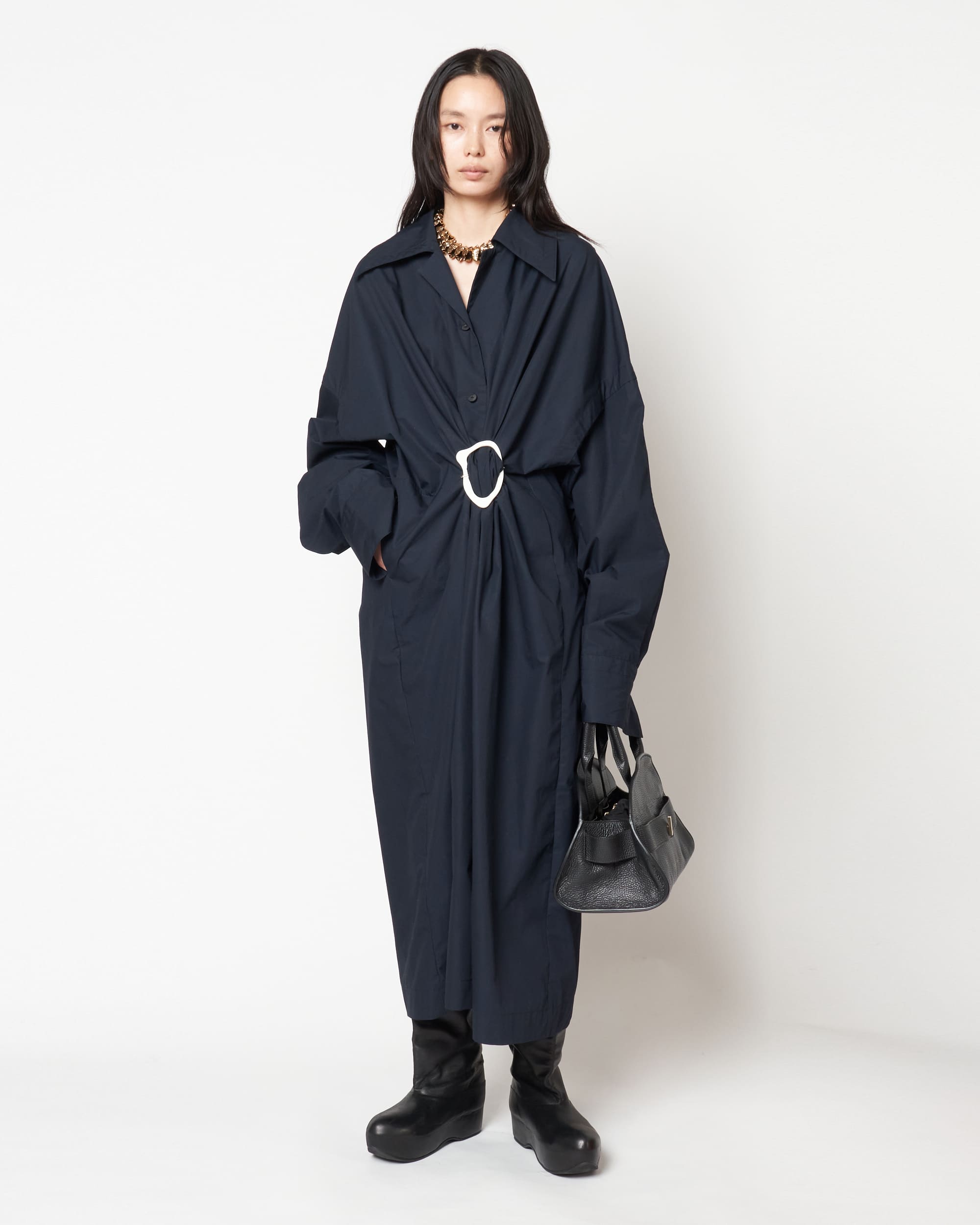 MERCY - COTTON GATHERED DRESS WITH BUCKLE