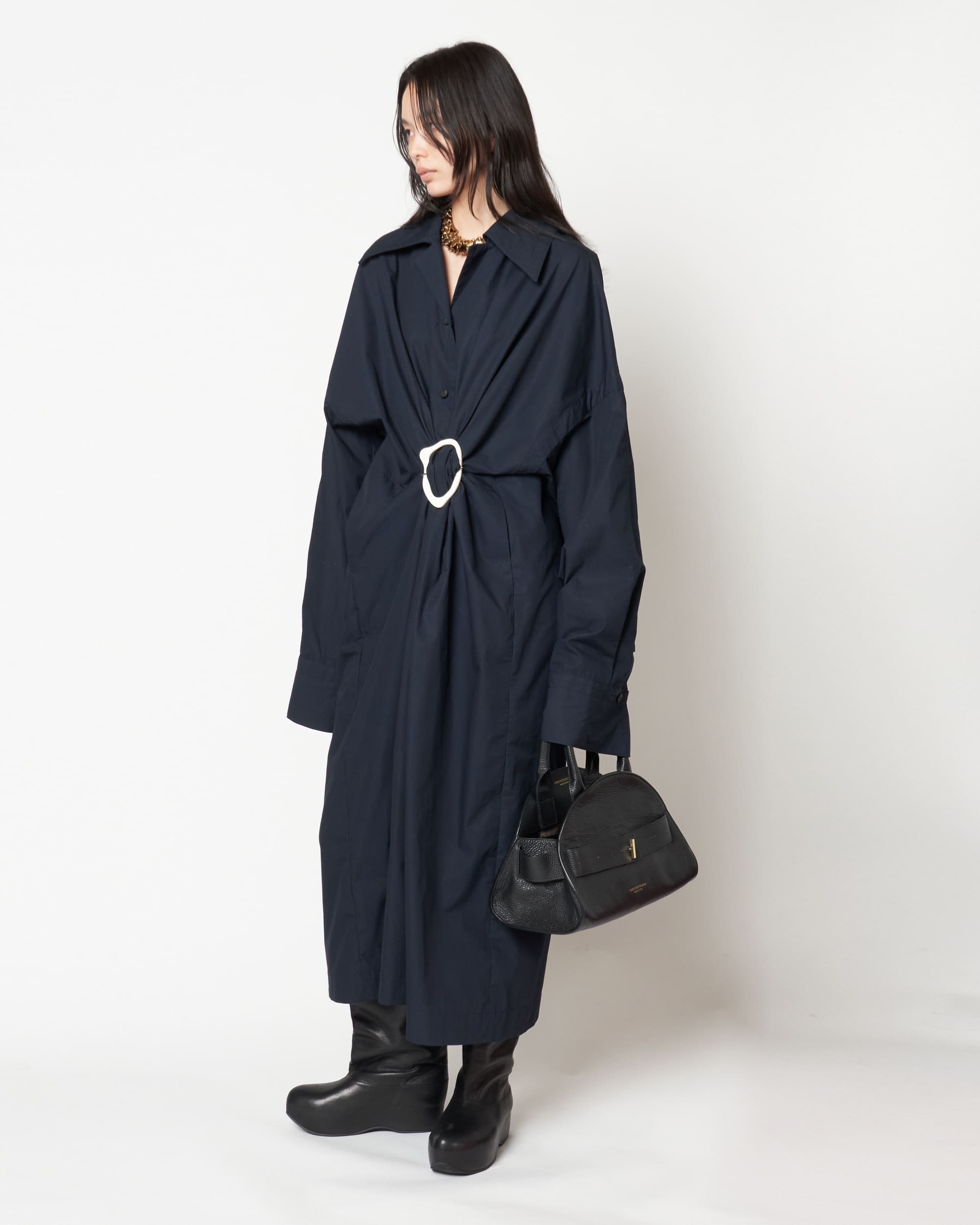 MERCY - COTTON GATHERED DRESS WITH BUCKLE