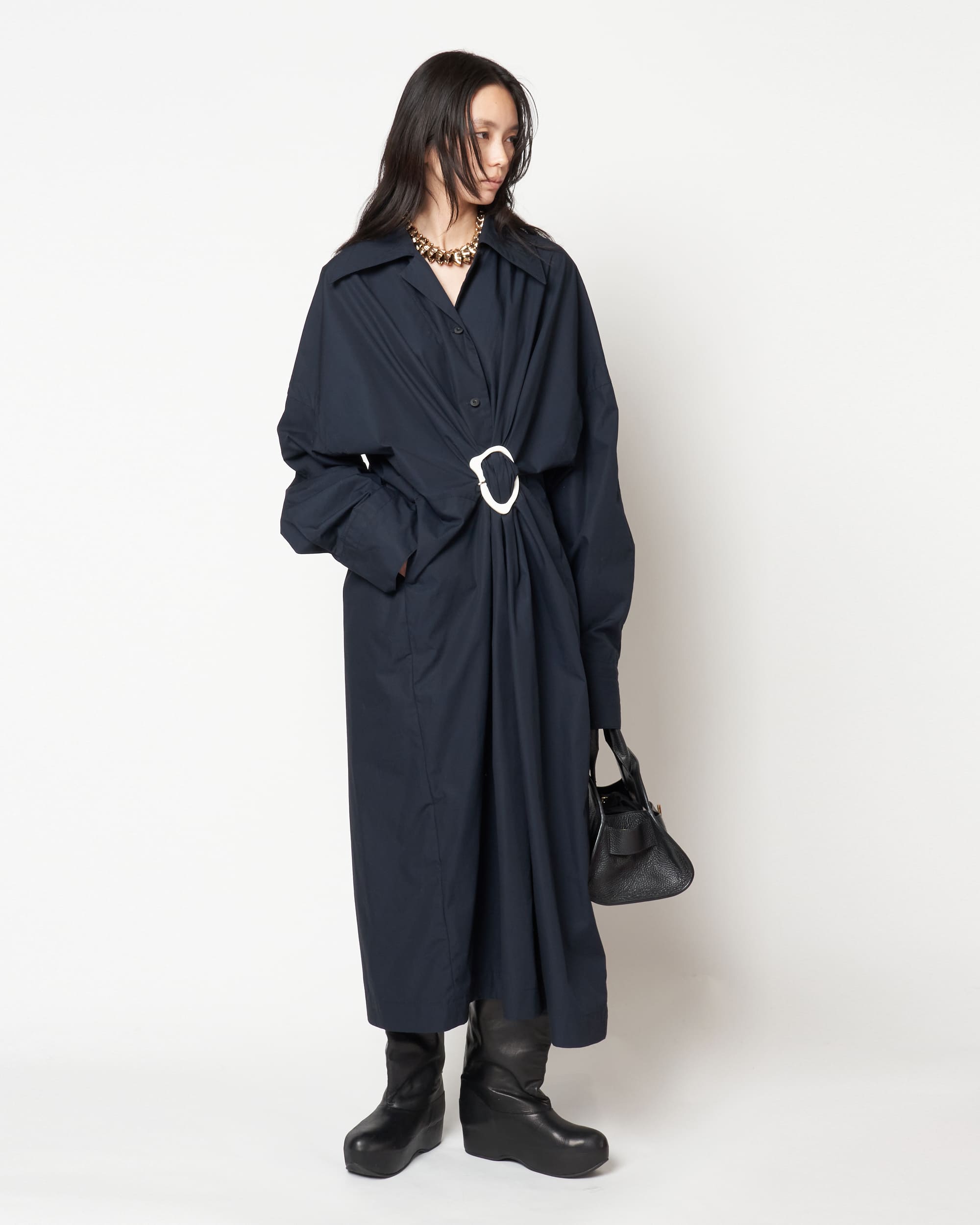 MERCY - COTTON GATHERED DRESS WITH BUCKLE