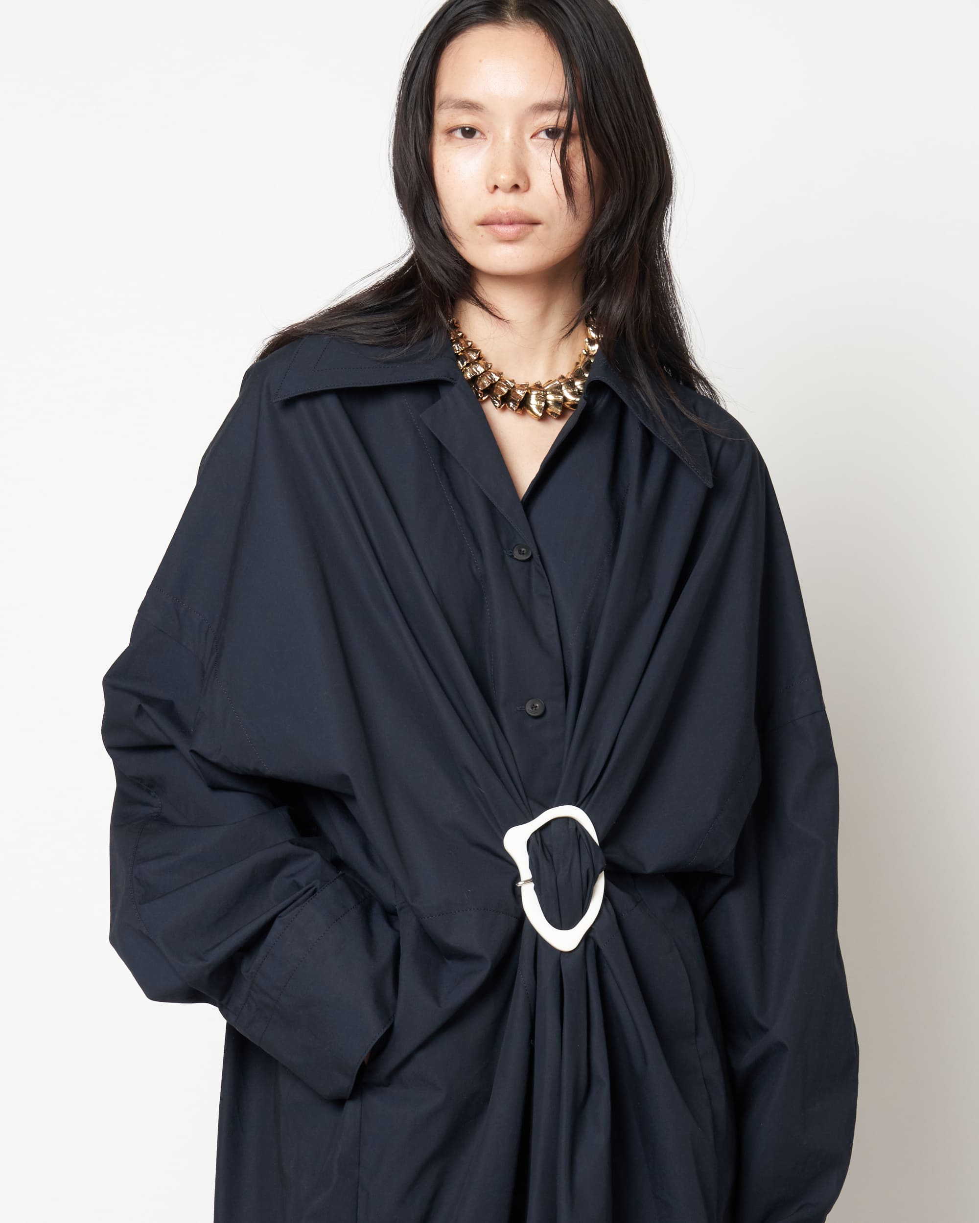 MERCY - COTTON GATHERED DRESS WITH BUCKLE