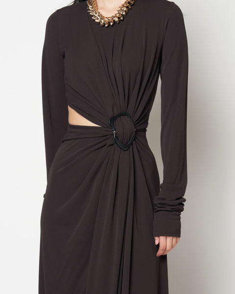 MILENA - JERSEY GATHERED DRESS WITH BUCKLE