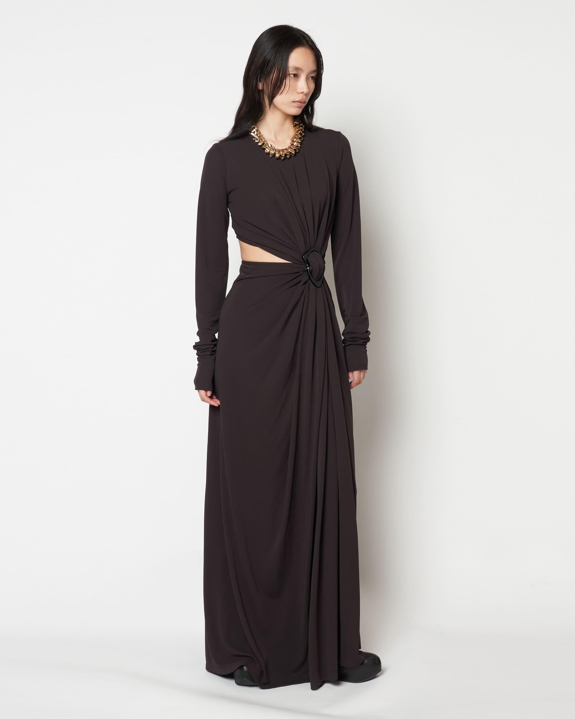 MILENA - JERSEY GATHERED DRESS WITH BUCKLE
