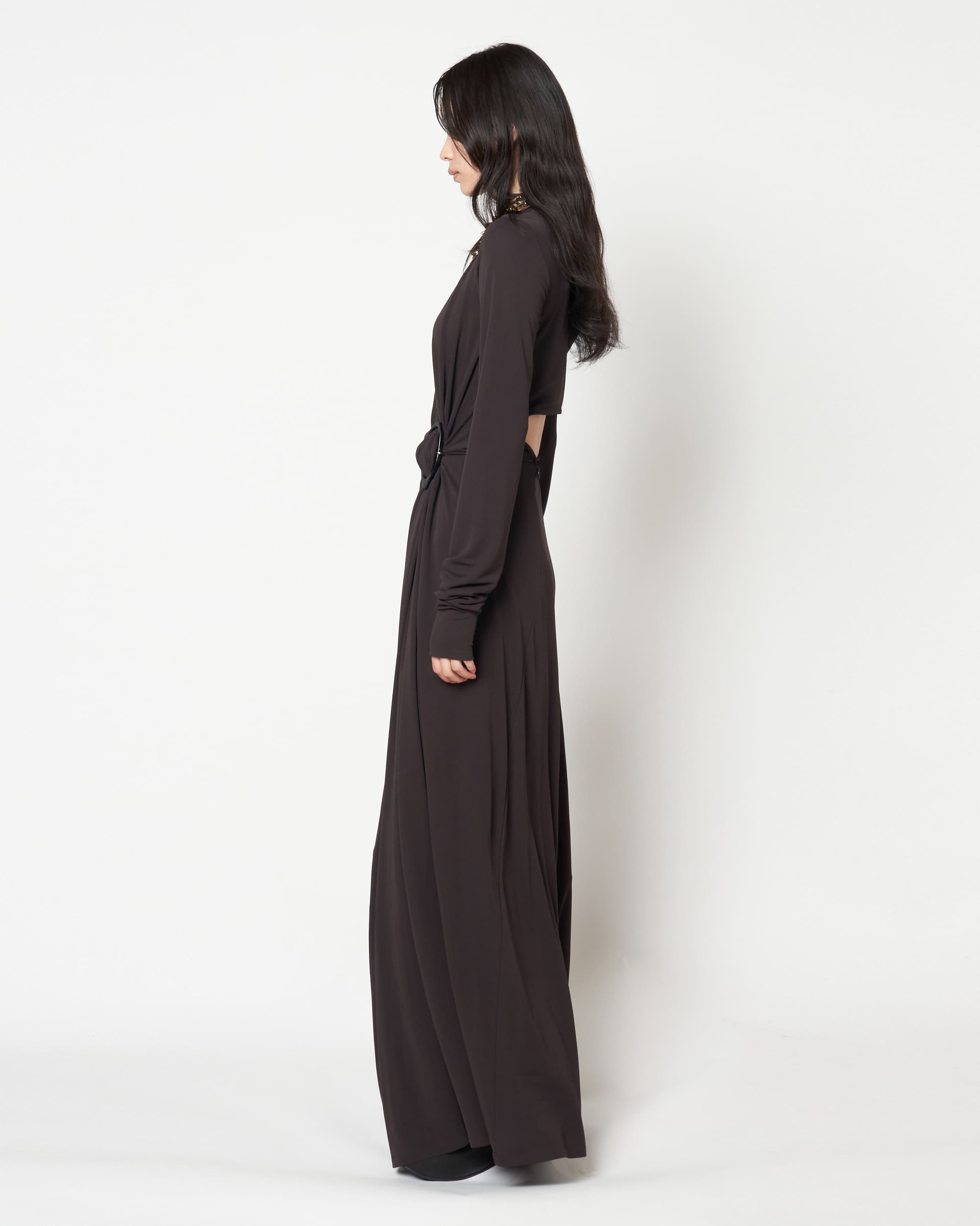 MILENA - JERSEY GATHERED DRESS WITH BUCKLE