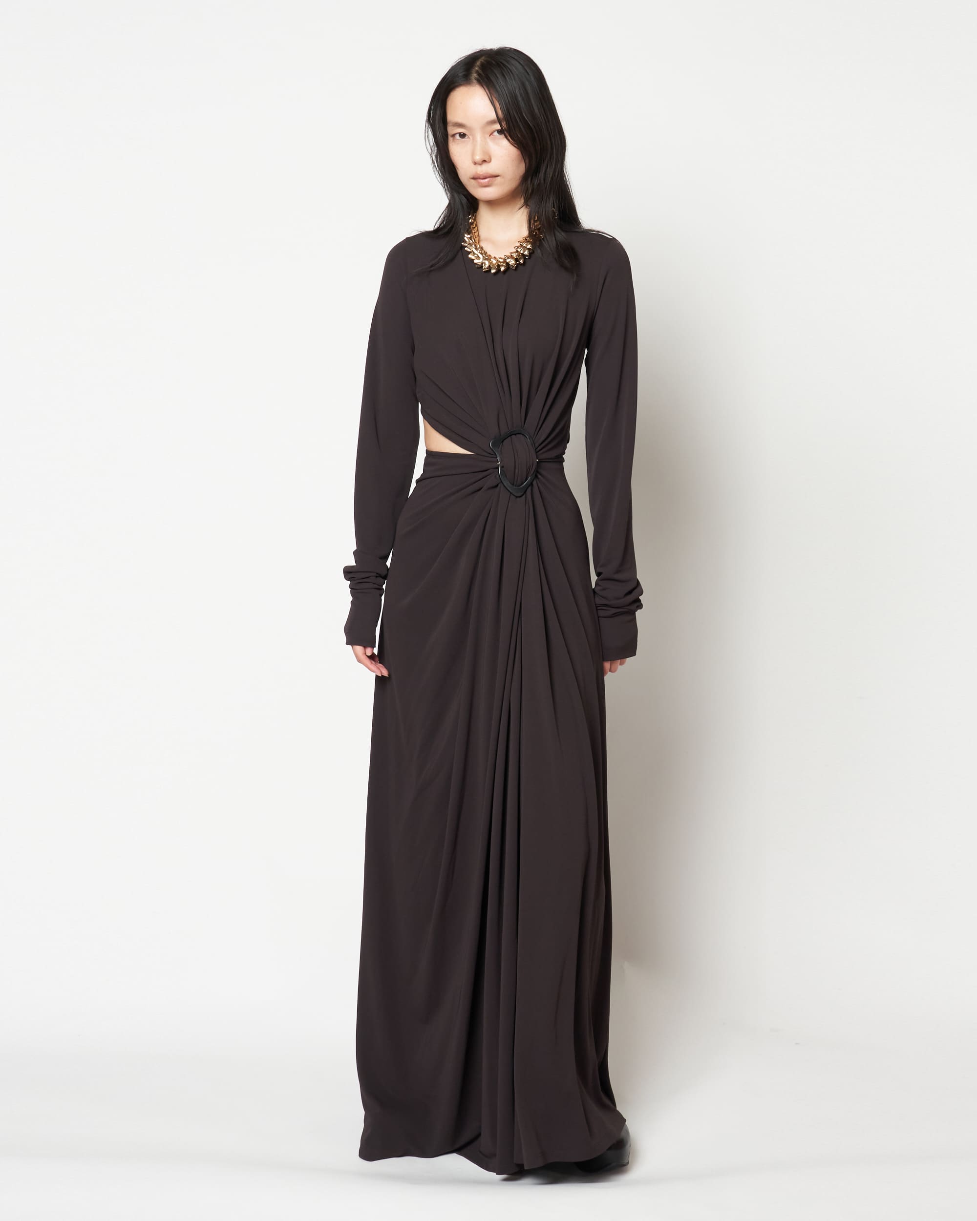 MILENA - JERSEY GATHERED DRESS WITH BUCKLE
