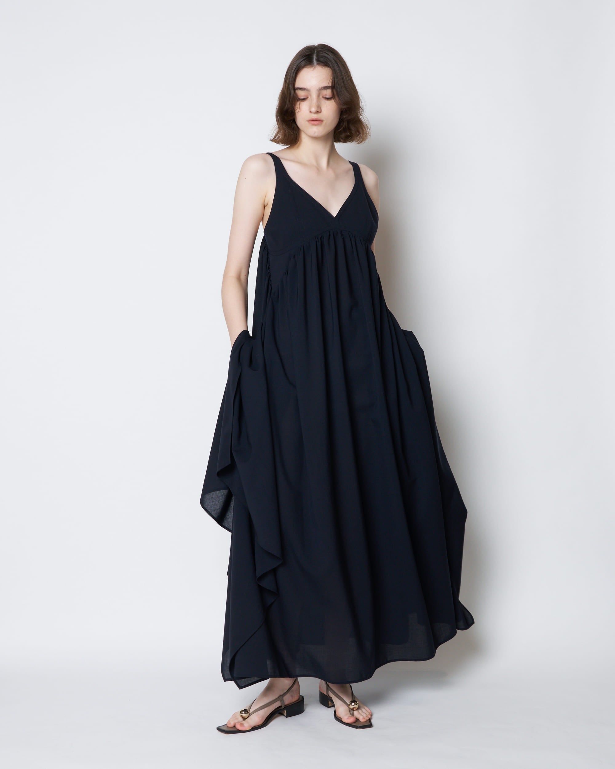 【PRE ORDER】PATRICIA - EMPIRE GATHER SUMMER WOOL DRESS