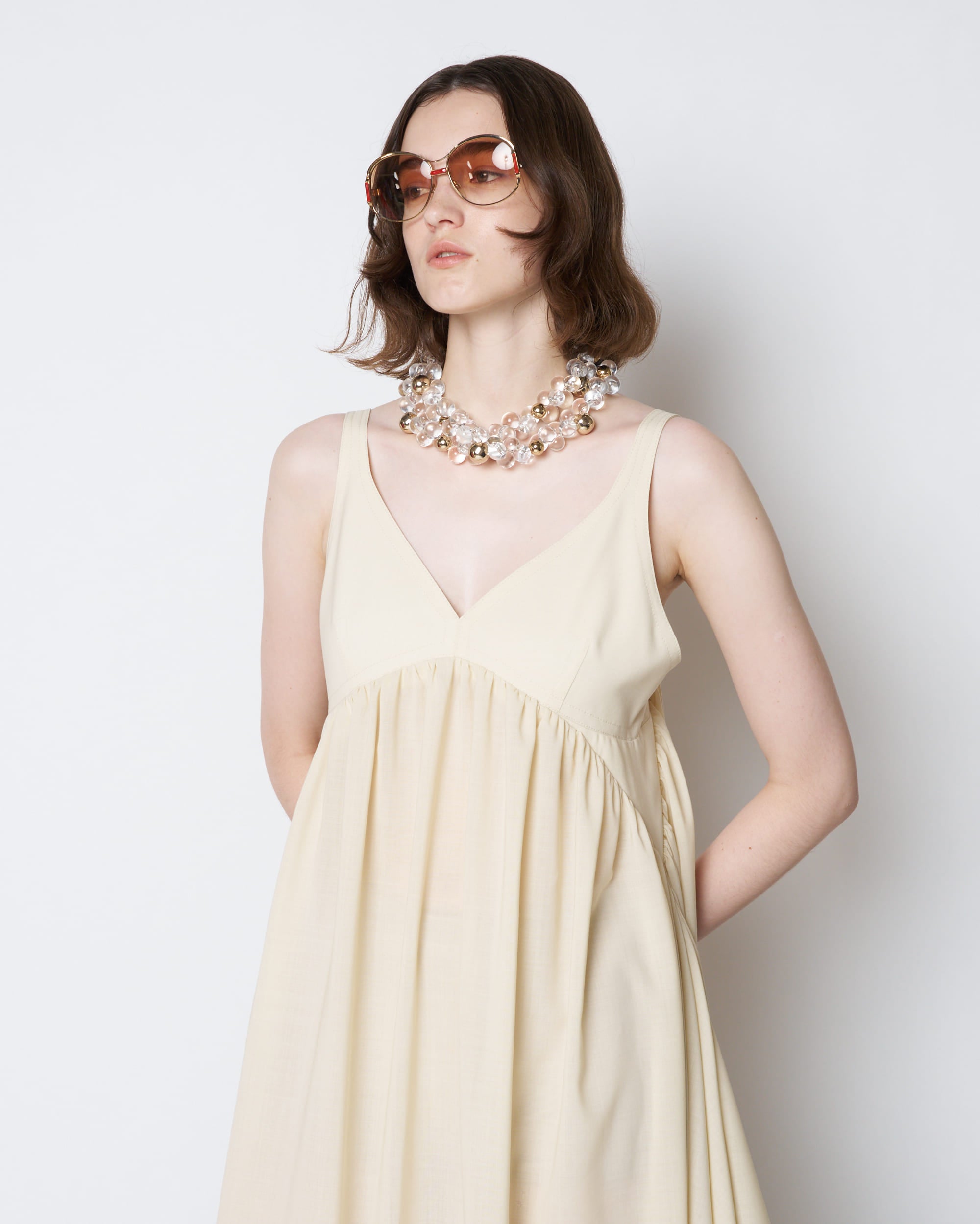 【PRE ORDER】PATRICIA - EMPIRE GATHER SUMMER WOOL DRESS
