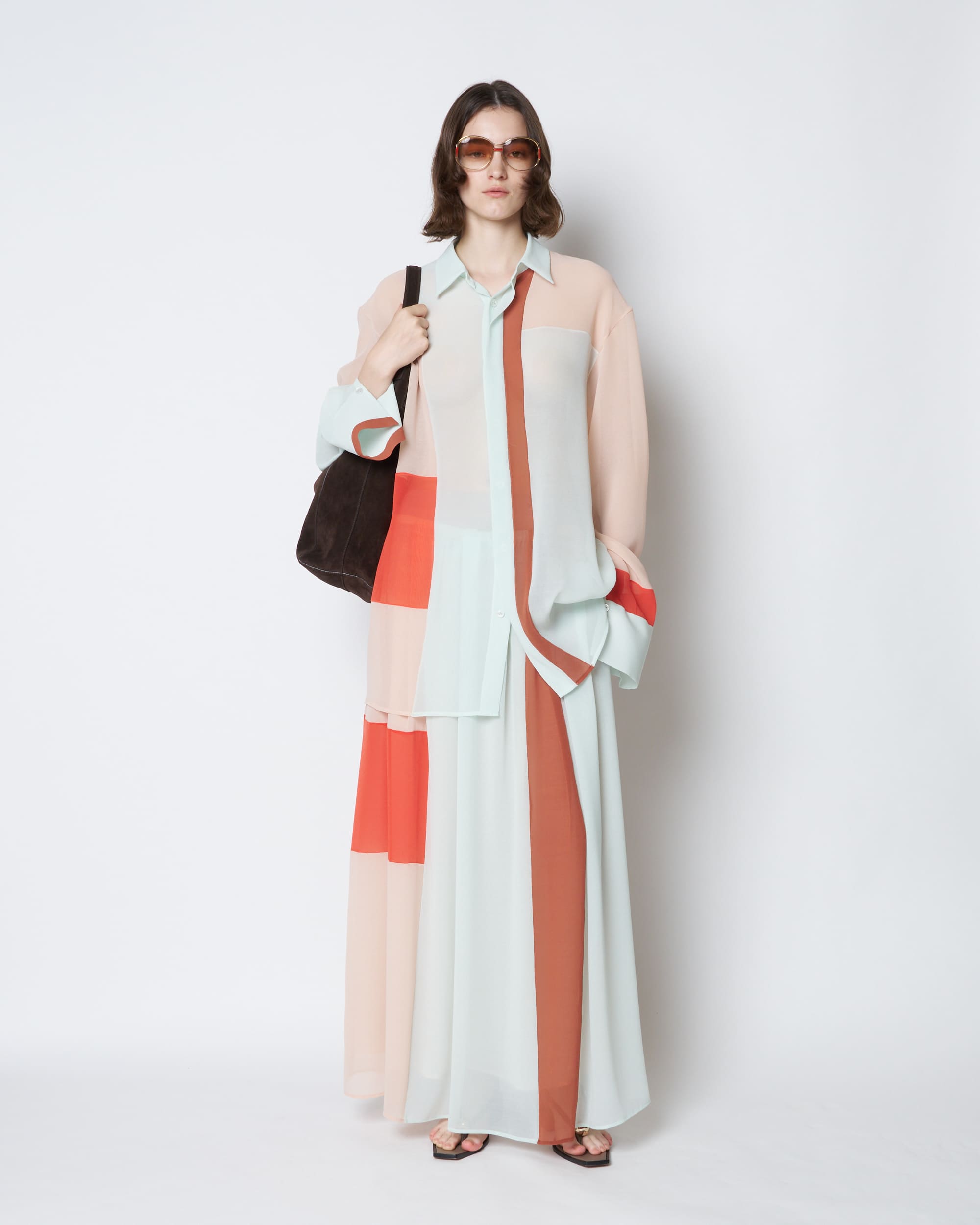 【PRE ORDER】PHOEBE - COLOUR BLOCK SHEER SHIRT