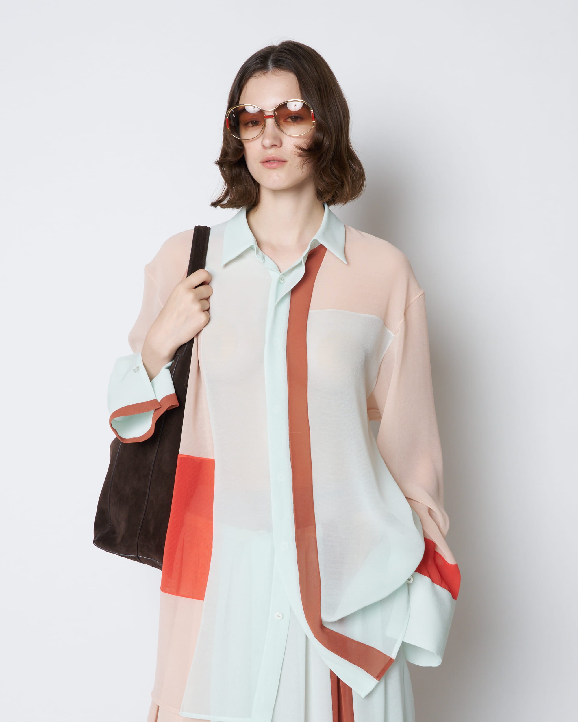 【PRE ORDER】PHOEBE - COLOUR BLOCK SHEER SHIRT
