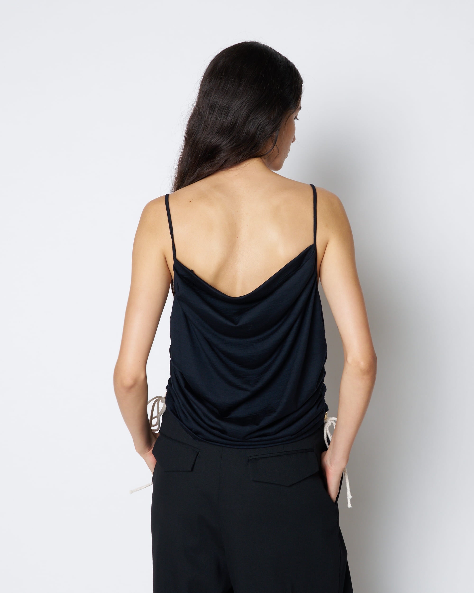 【PRE ORDER】PERINE - DRAPED COWL TOP WITH METALLIC BUTTON