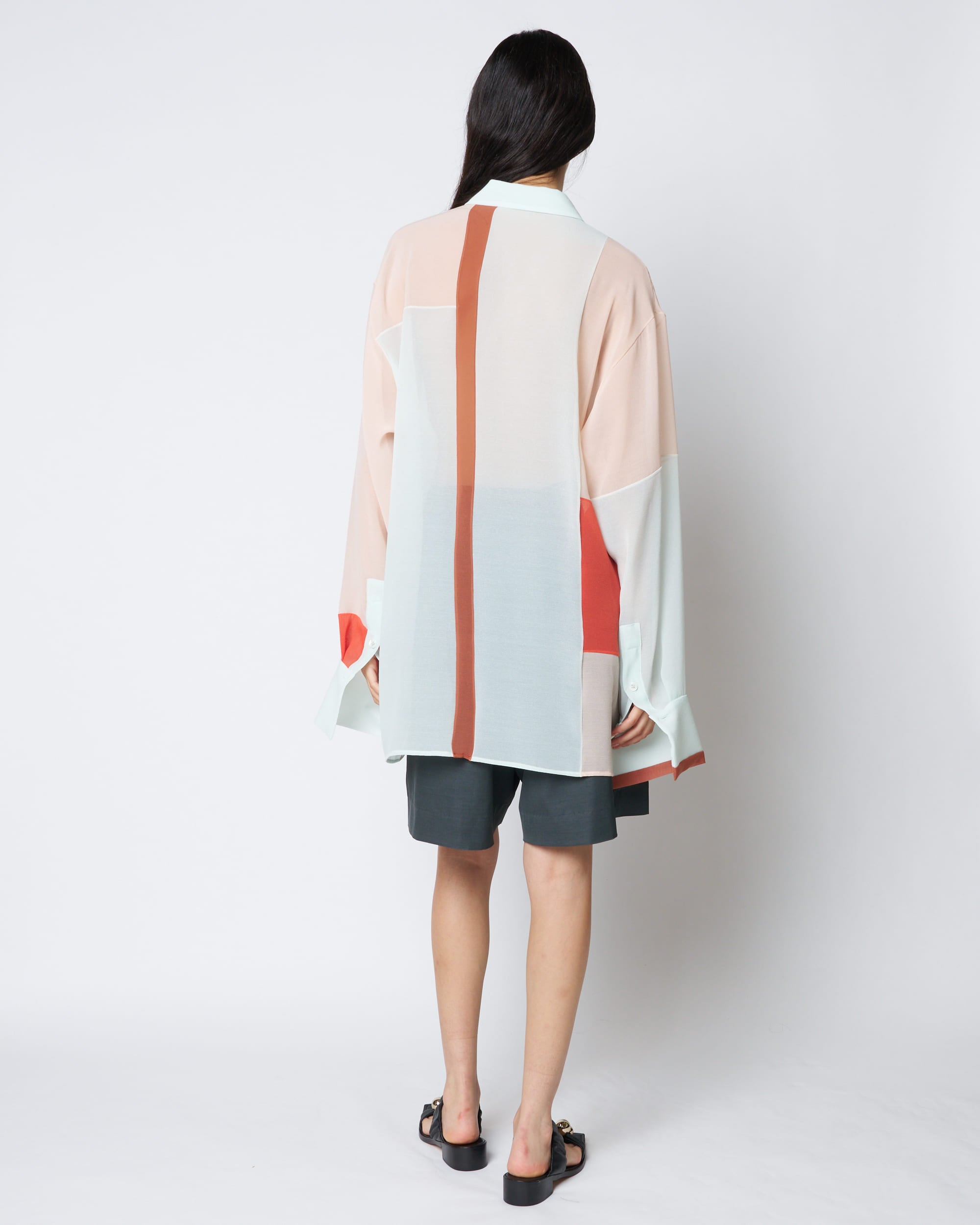 【PRE ORDER】PHOEBE - COLOUR BLOCK SHEER SHIRT