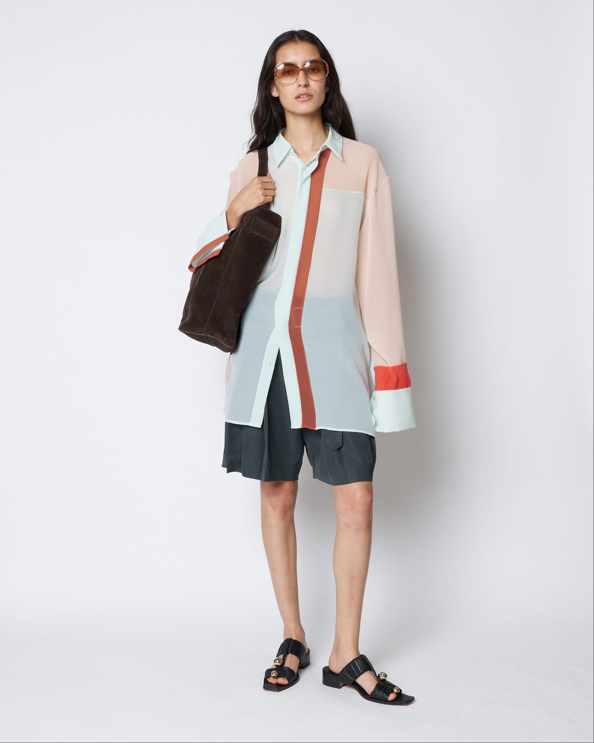 【PRE ORDER】PHOEBE - COLOUR BLOCK SHEER SHIRT