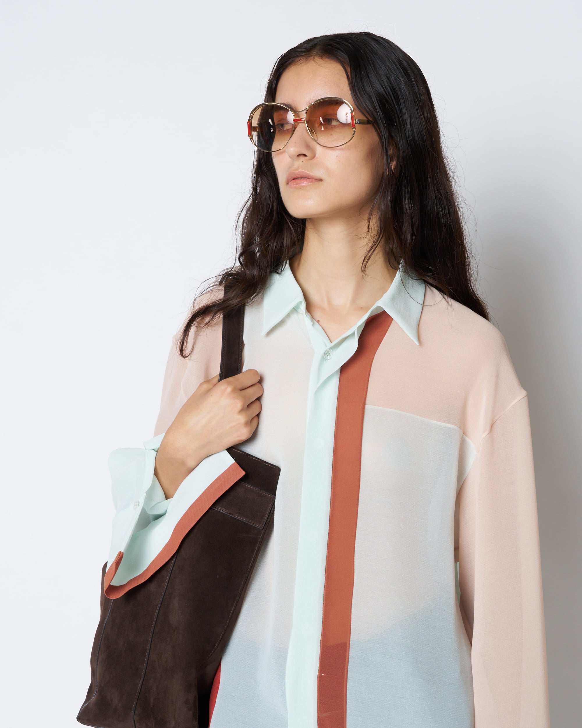 【PRE ORDER】PHOEBE - COLOUR BLOCK SHEER SHIRT