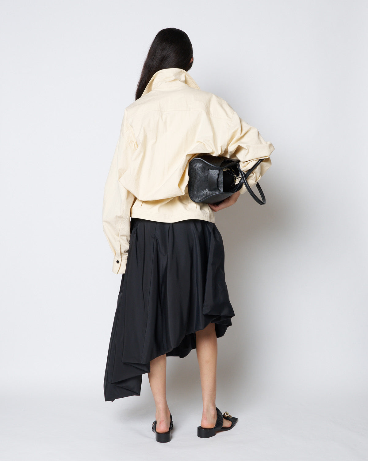 【PRE ORDER】PEGGY - STAND COLLAR BELTED COTTON JACKET