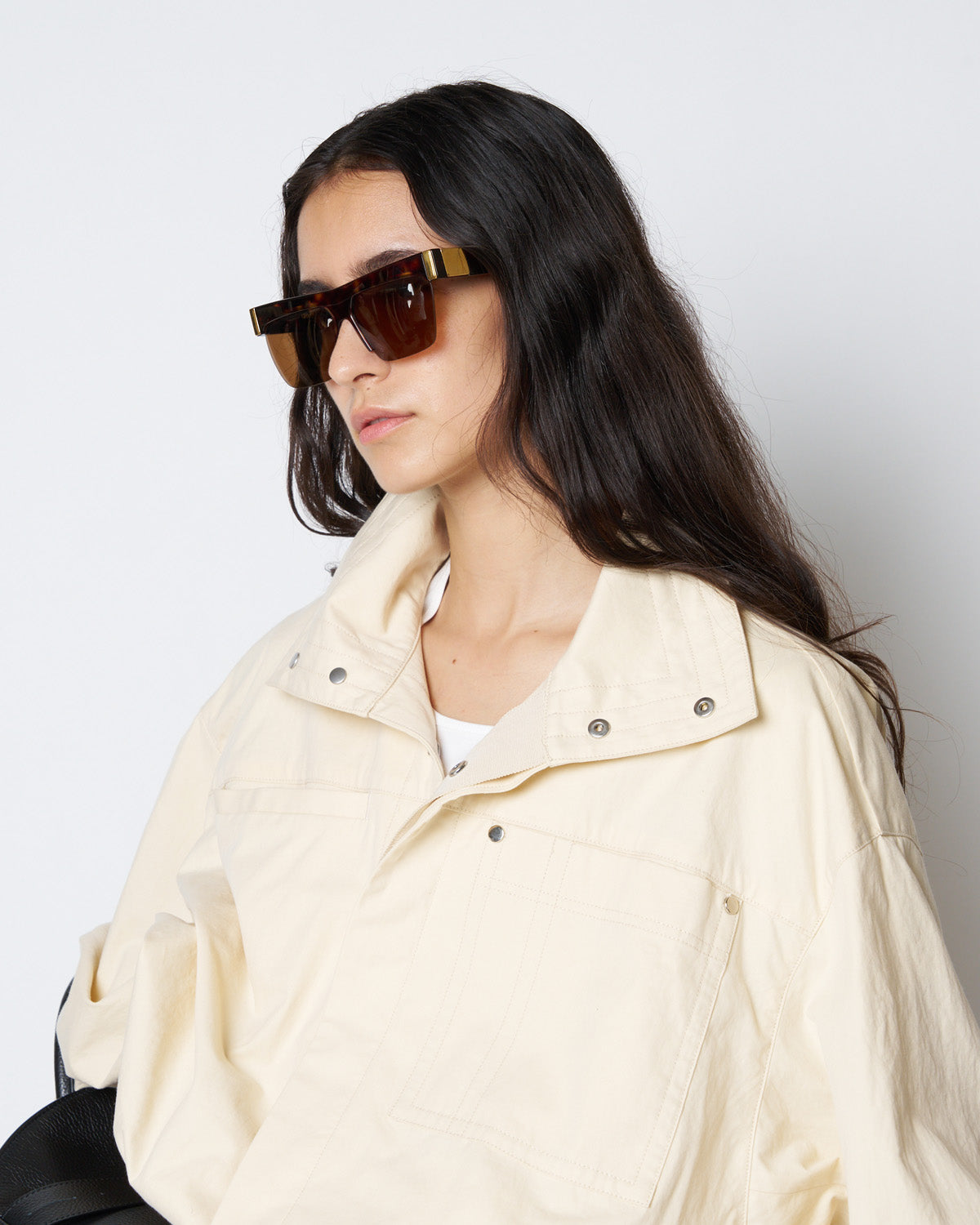 【PRE ORDER】PEGGY - STAND COLLAR BELTED COTTON JACKET