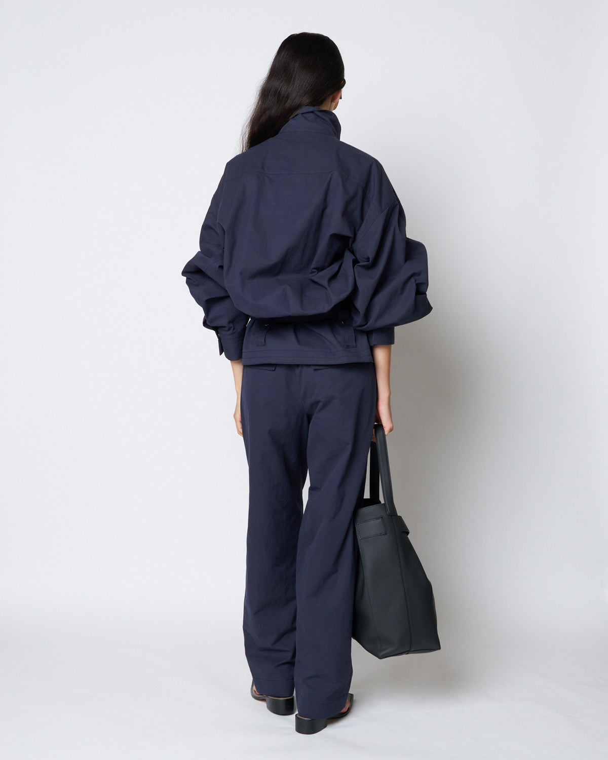 【PRE ORDER】PEGGY - STAND COLLAR BELTED COTTON JACKET