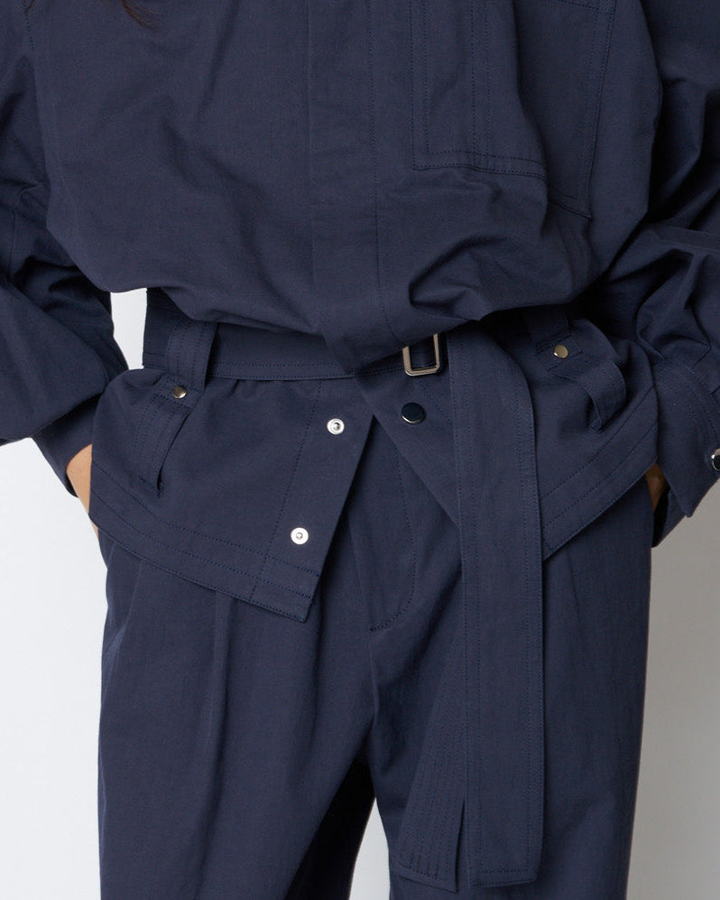 【PRE ORDER】PEGGY - STAND COLLAR BELTED COTTON JACKET