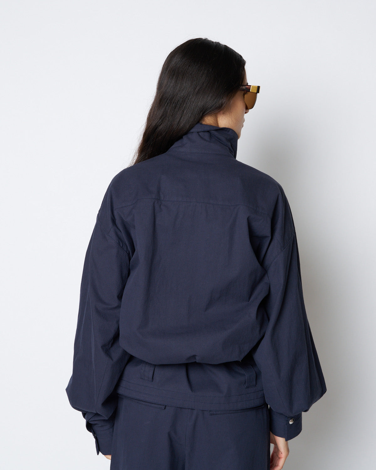 【PRE ORDER】PEGGY - STAND COLLAR BELTED COTTON JACKET