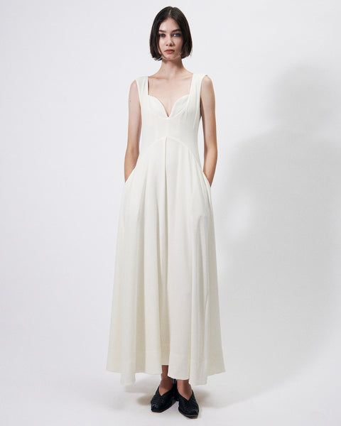 INES - BACK SATIN FLARE DRESS