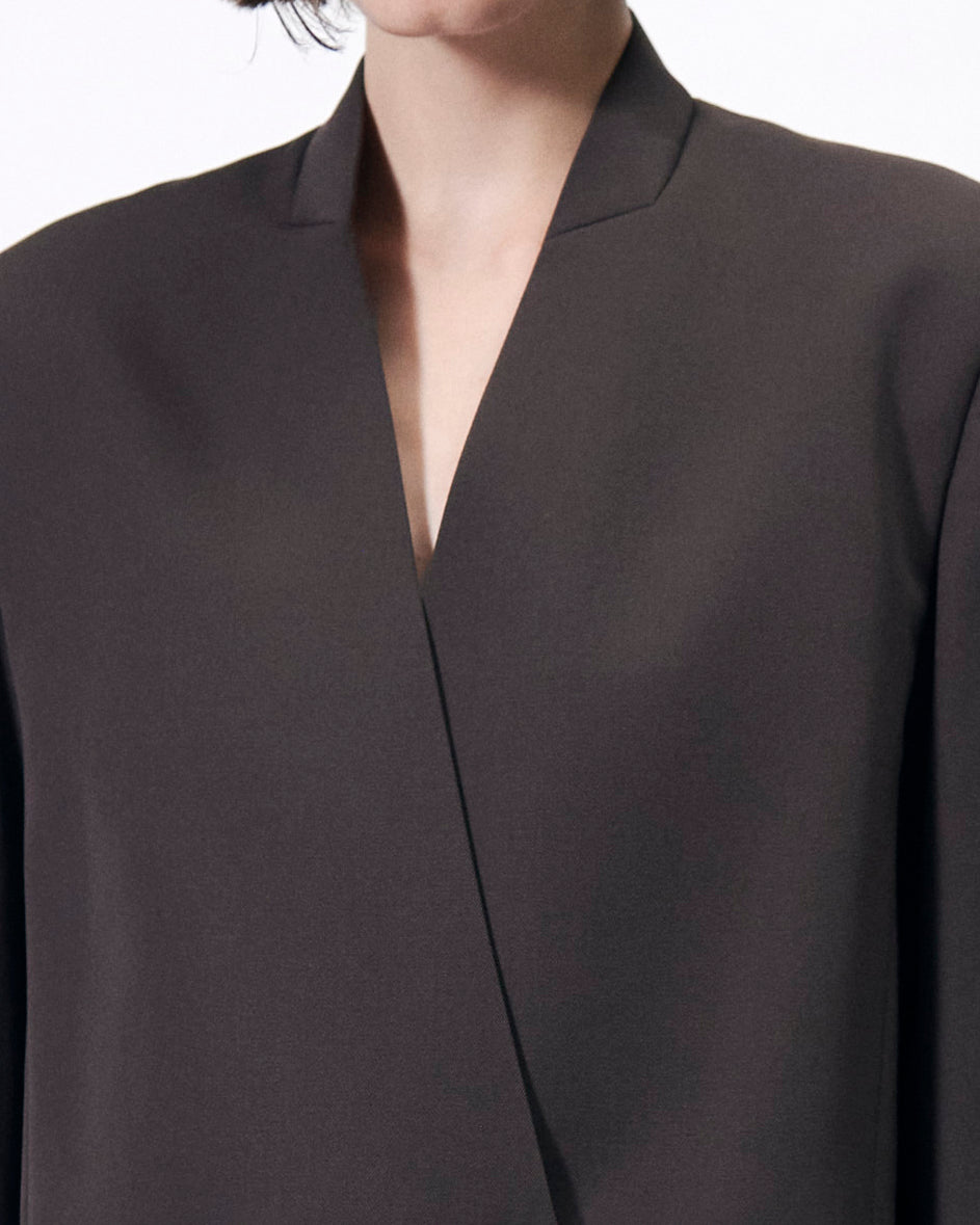 HARU - COLLARLESS WOOL TAILORED BLAZER