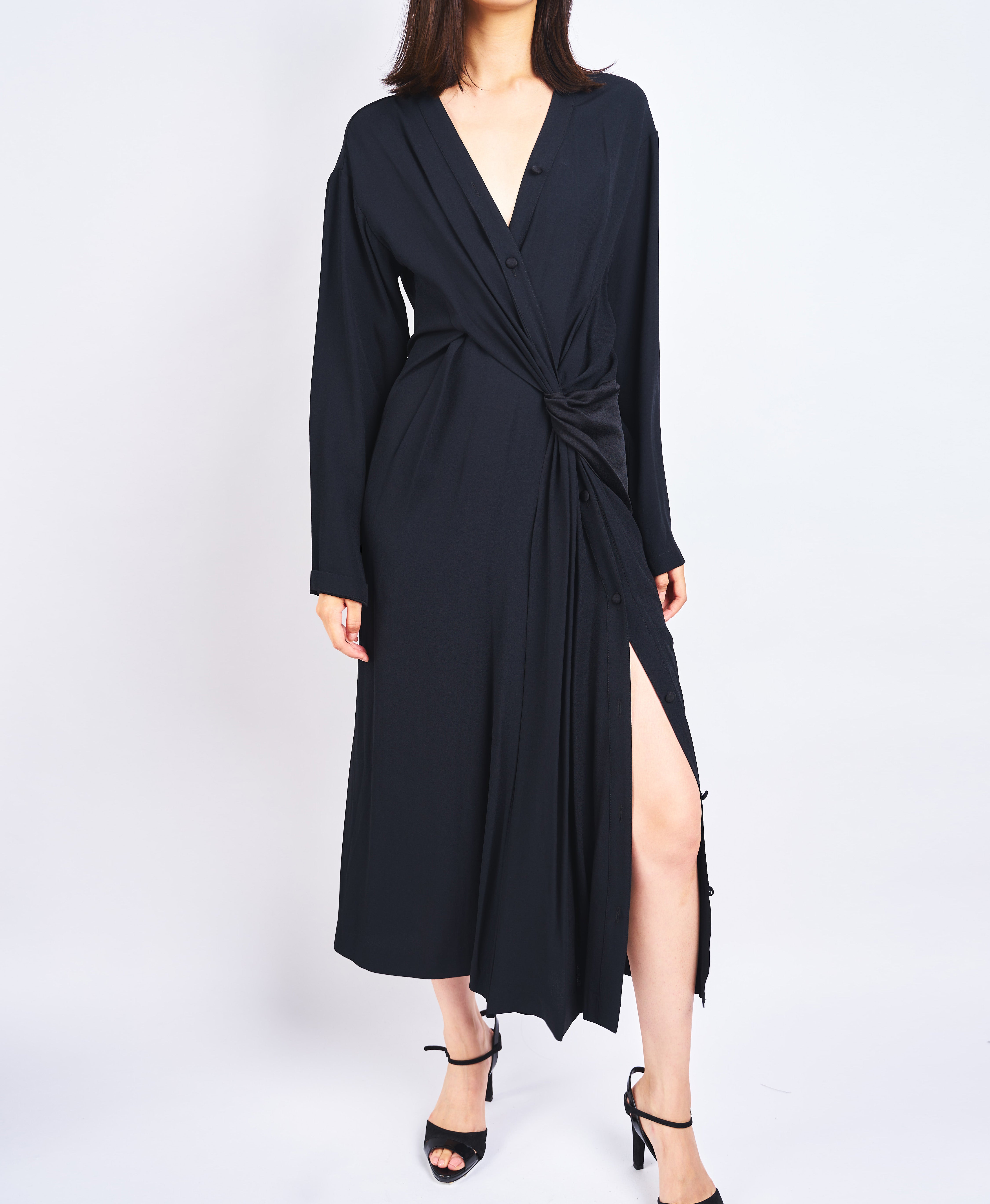 FATHIA - TWISTED WEIST LONG SLEEVE DRESS
