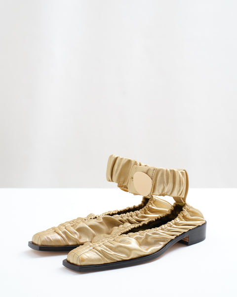 GARWIN - SQUARE TOE GATHERED LEATHER SHOES