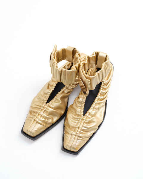 GARWIN - SQUARE TOE GATHERED LEATHER SHOES