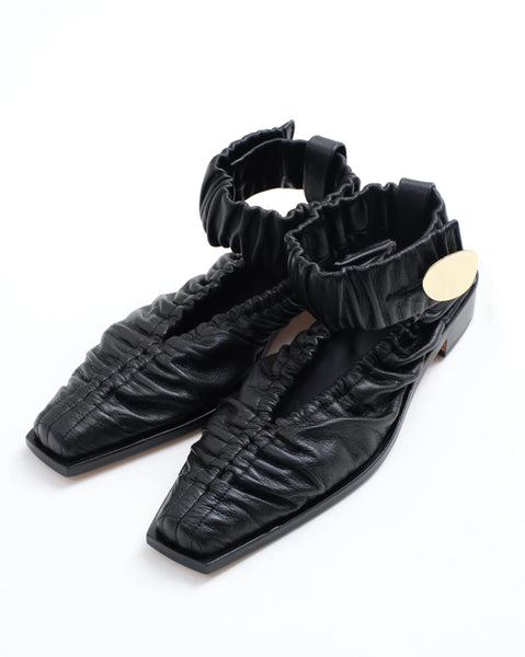 GARWIN - SQUARE TOE GATHERED LEATHER SHOES