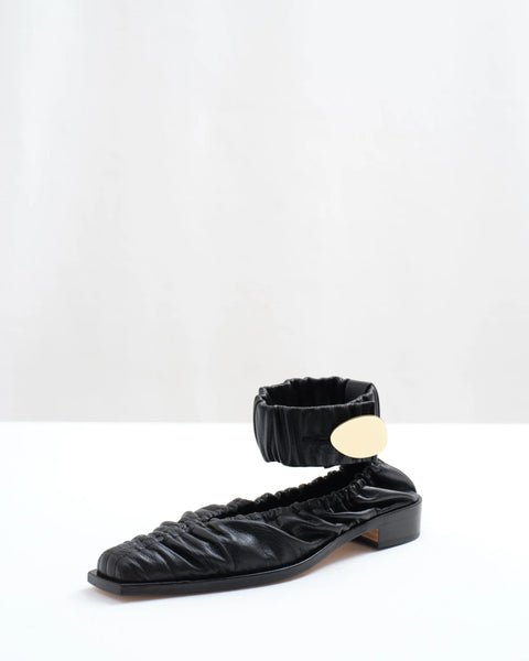 GARWIN - SQUARE TOE GATHERED LEATHER SHOES