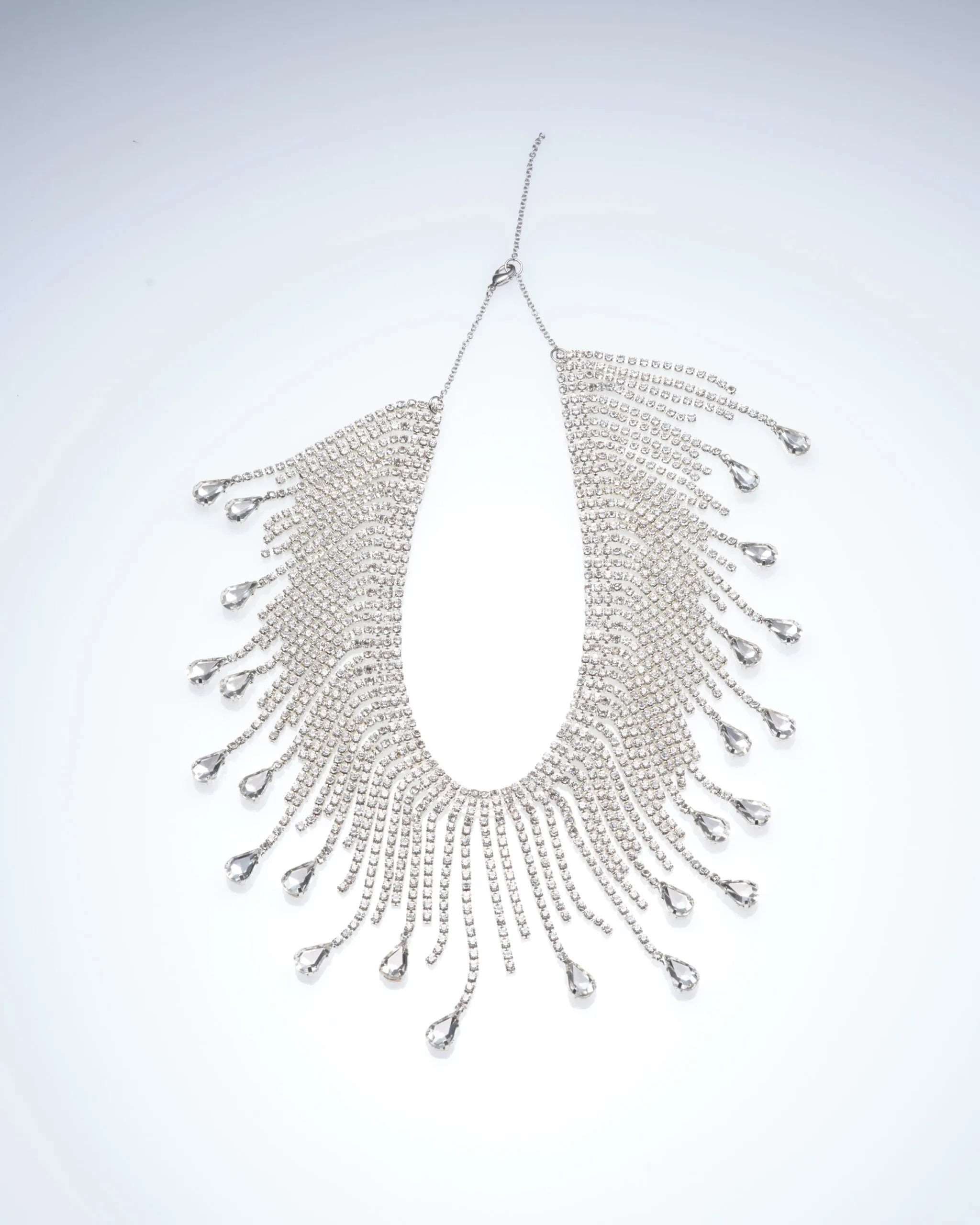 STRASS FRINGE NECKLACE SHORT - SILVER