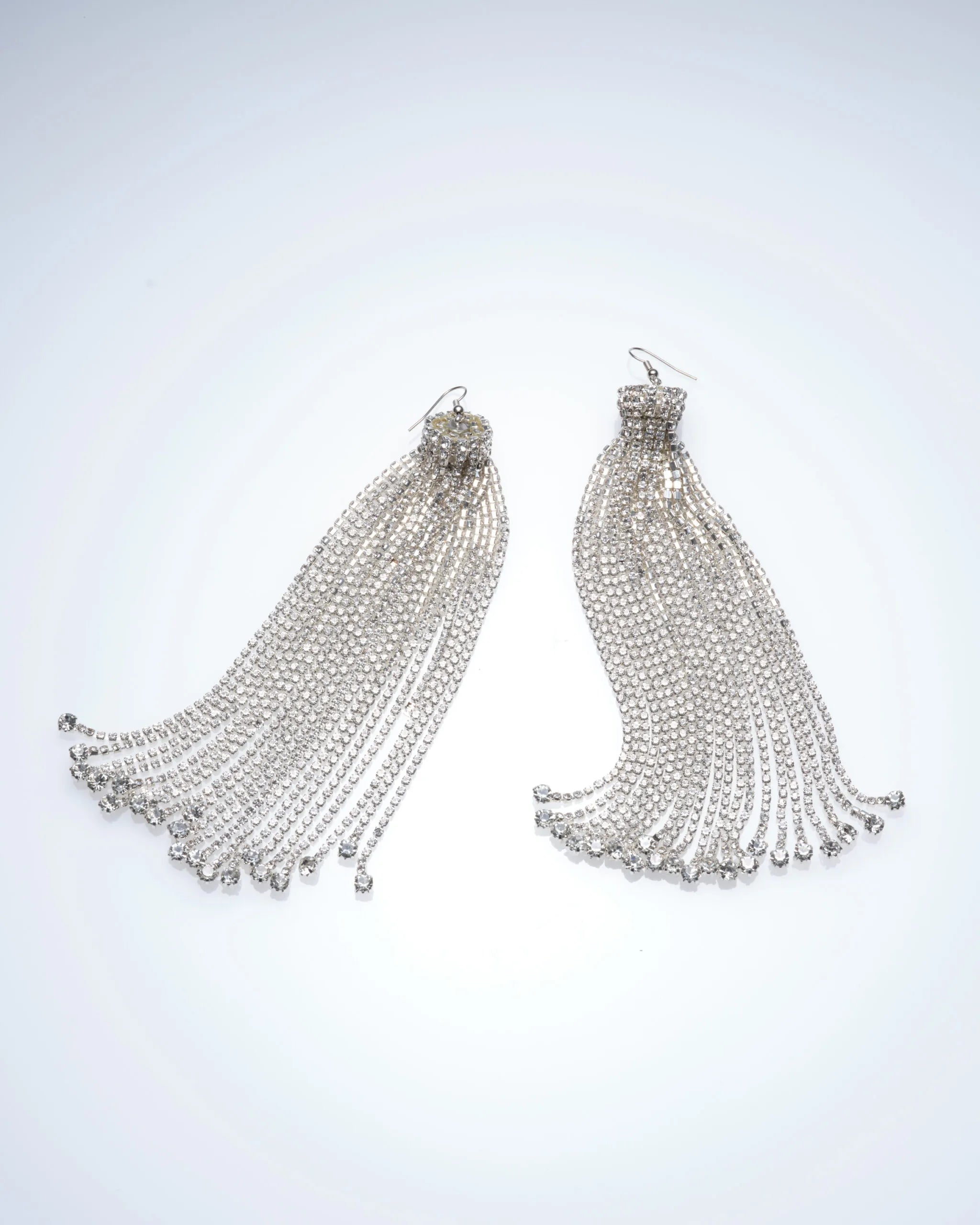 STRASS FRINGE PIERCE LONG - SILVER