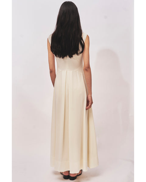 INES - BACK SATIN FLARE DRESS