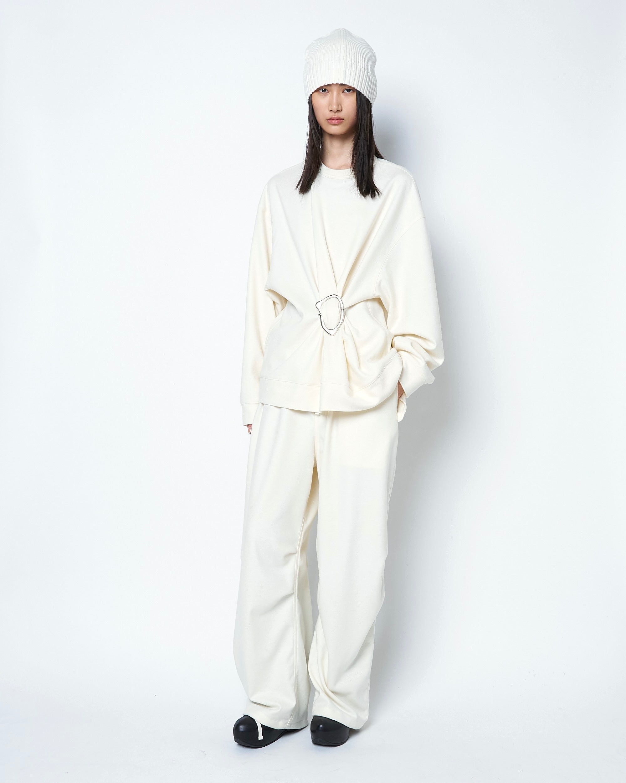 MONICA - WOOL TUCK WIDE PANTS