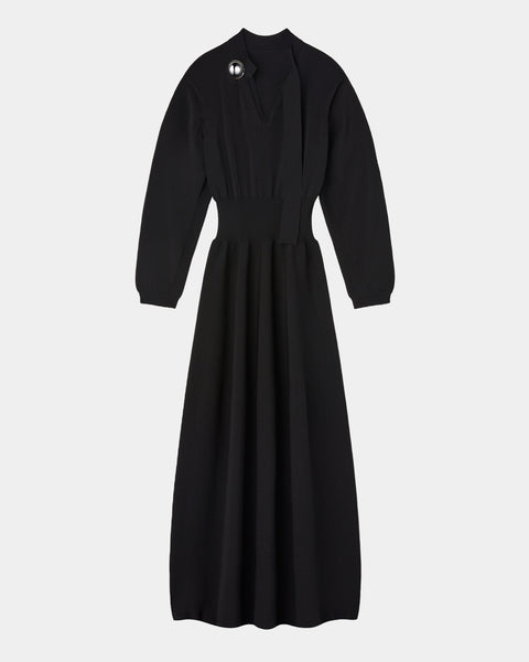 ANNA - LONG SLEEVE KNIT DRESS WITH BUTTON