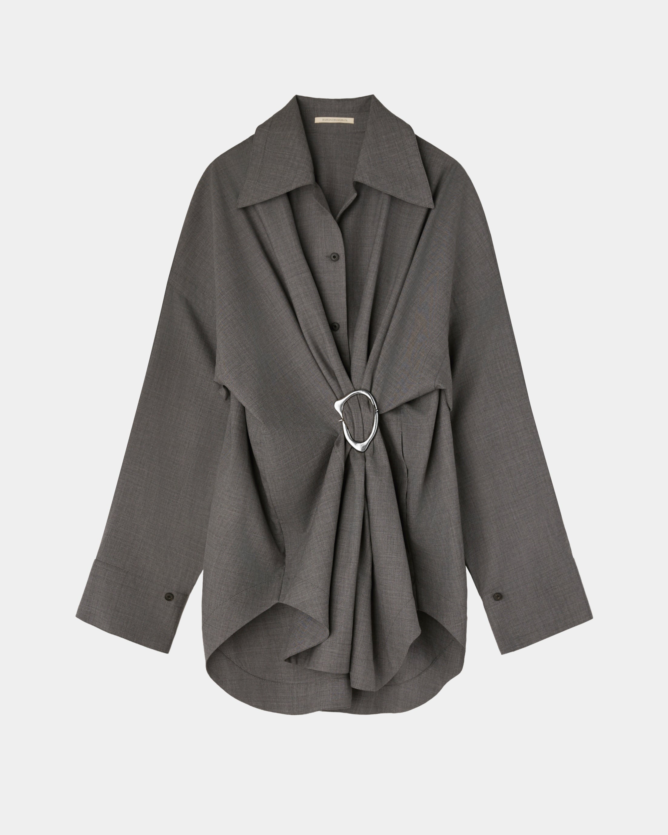 【COMING SOON】MARIALUISA - WOOL GATHERED SHIRT WITH BUCKLE