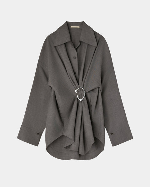 MARIALUISA - WOOL GATHERED SHIRT WITH BUCKLE