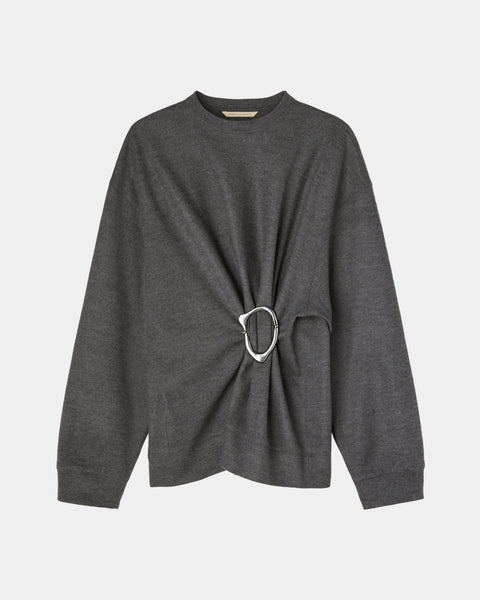 OATH - VIRGIN WOOL GATHERED SWEATER WITH BUCKLE