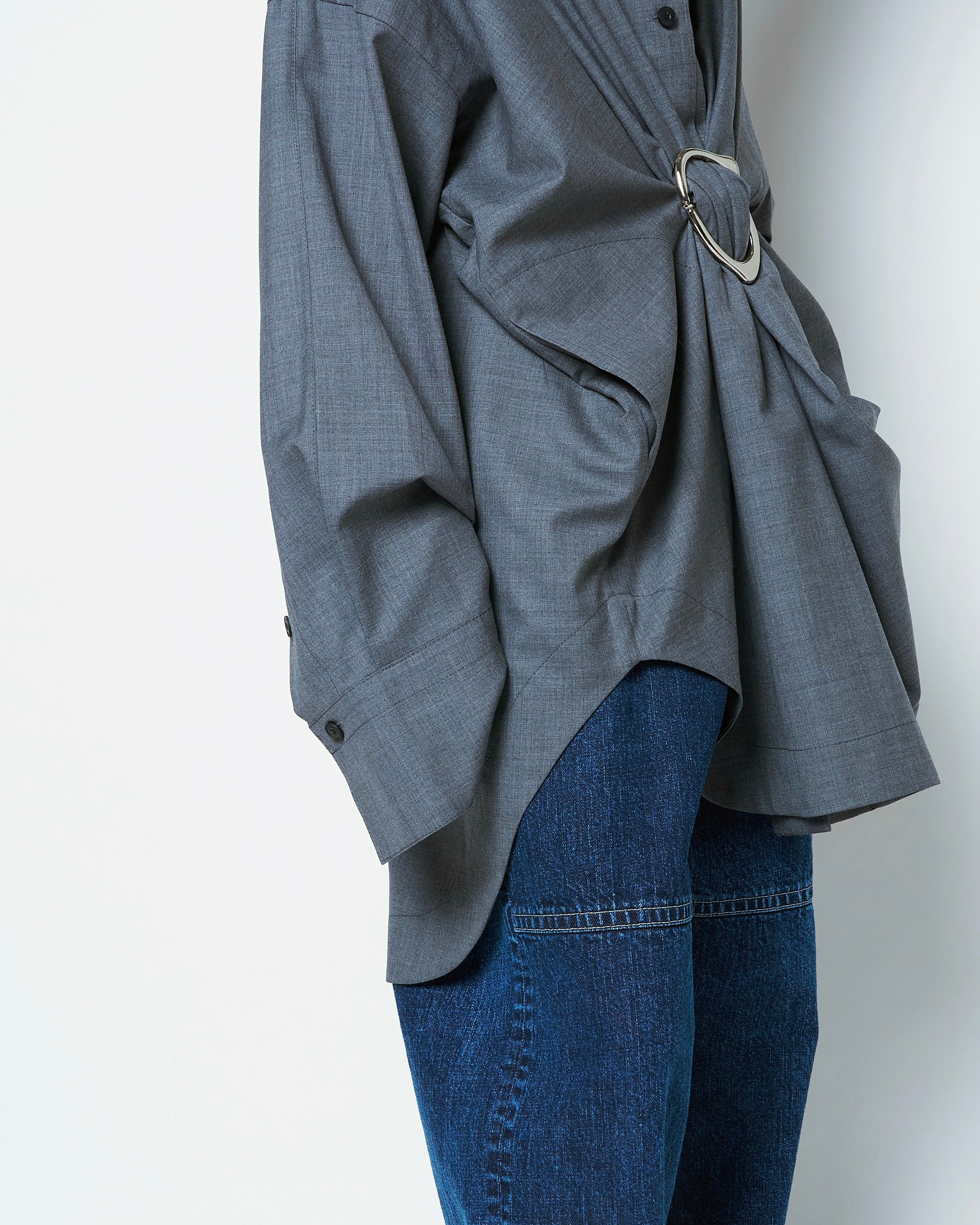 【COMING SOON】MARIALUISA - WOOL GATHERED SHIRT WITH BUCKLE