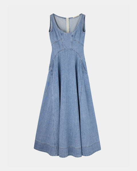 NALEEN - ROUND NECK DENIM DRESS（SOLD OUT）