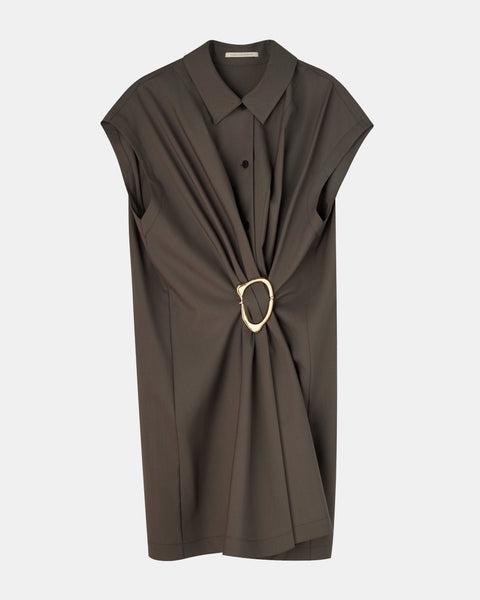 【PRE ORDER】NOA - WOOL GATHERED TOP WITH BUCKLE