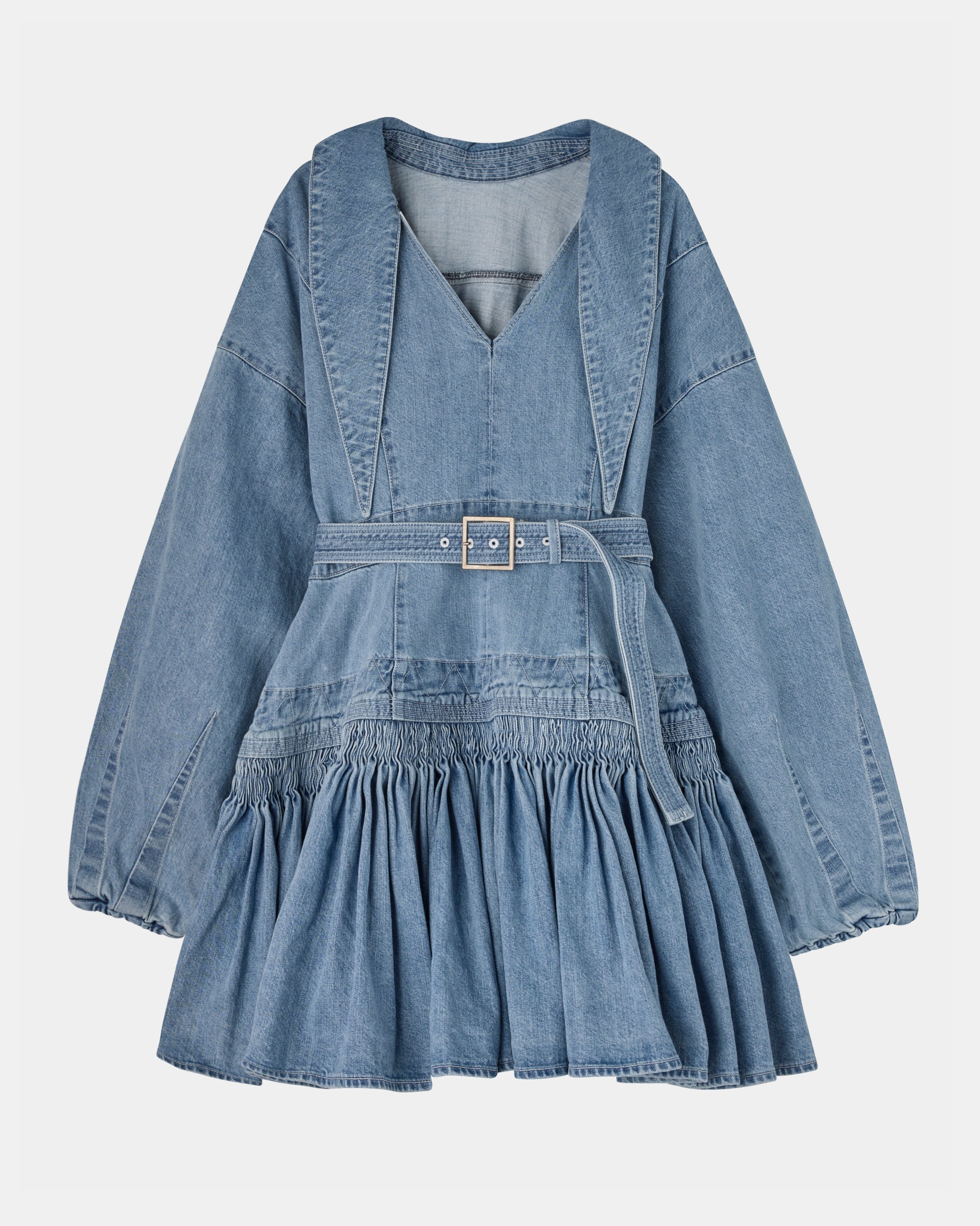 【PRE ORDER】NALITA - SMOCK EMBROIDERY DENIM DRESS