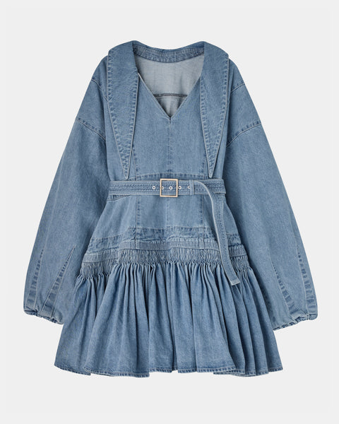 【PRE ORDER】NALITA - SMOCK EMBROIDERY DENIM DRESS
